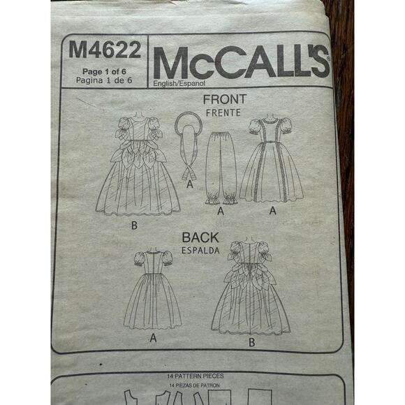 Vtg McCalls M4622 Costume Sew Pattern Fairy Fae Nymph MilkMaid Cosplay Halloween - Picture 4 of 6